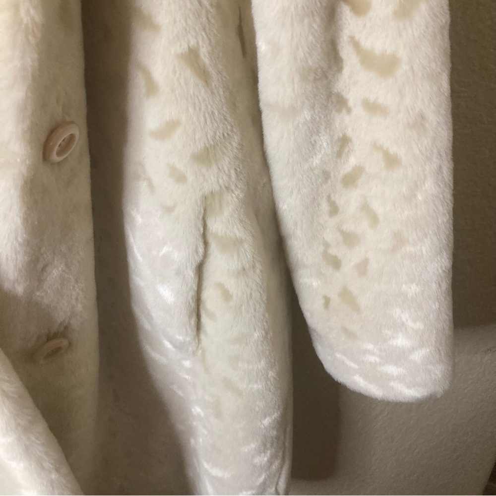 Giacca Cream Reversible Faux Fur Hooded Unique Coat Medium - Picture 15 of 16